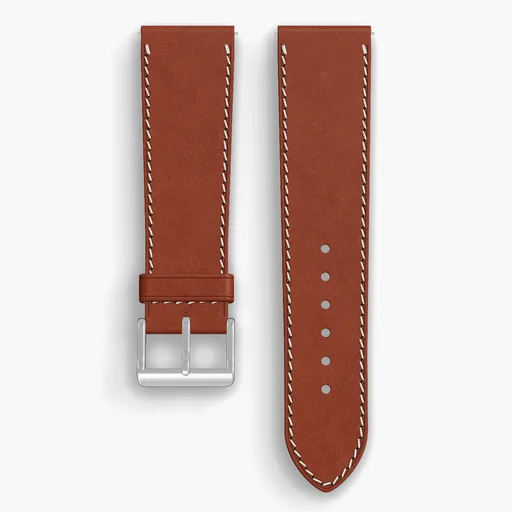 Amaretto Shell Cordovan Unlined Watch Strap - handmade Horween leather, 23/20mm cut, both halves grain side up, with the buckle fitted