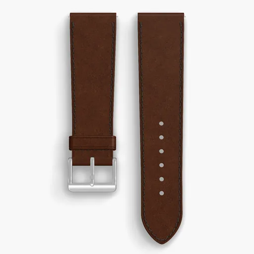 Armagnac Shell Cordovan Unlined Watch Strap - handmade Horween leather, 23/20mm cut, both halves grain side up, with the buckle fitted