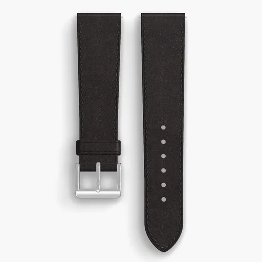 Black Chromexcel Lined Watch Strap - handmade Horween leather, 21/18mm cut, both halves grain side up, with the buckle fitted