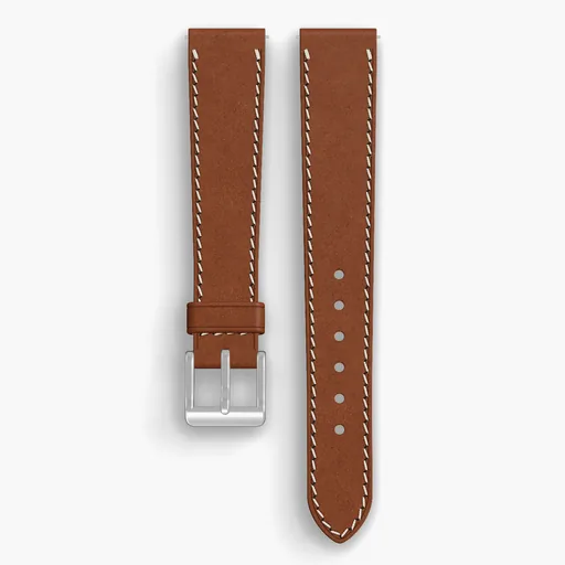 Bourbon Shell Cordovan Unlined Watch Strap - handmade Horween leather, 17/14mm cut, both halves grain side up, with the buckle fitted