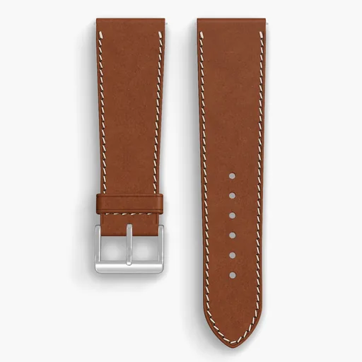 Bourbon Shell Cordovan Unlined Watch Strap - handmade Horween leather, 24/20mm cut, both halves grain side up, with the buckle fitted