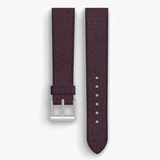 Burgundy Aspen Lined Watch Strap - handmade Horween leather, 18/16mm cut, both halves grain side up, with the buckle fitted