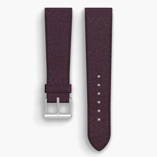 Burgundy Aspen Lined Watch Strap - handmade Horween leather, 22/18mm cut, both halves grain side up, with the buckle fitted