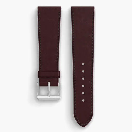 Color 8 Chromexcel Lined Watch Strap - handmade Horween leather, 22/18mm cut, both halves grain side up, with the buckle fitted