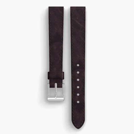 Color 8 Dublin Lined Watch Strap - handmade Horween leather, 14/12mm cut, both halves grain side up, with the buckle fitted