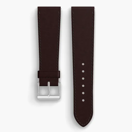 Color 8 Shell Cordovan Unlined Watch Strap - handmade Horween leather, 22/18mm cut, both halves grain side up, with the buckle fitted