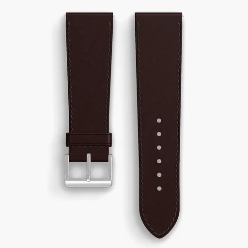 Color 8 Shell Cordovan Unlined Watch Strap - handmade Horween leather, 24/20mm cut, both halves grain side up, with the buckle fitted