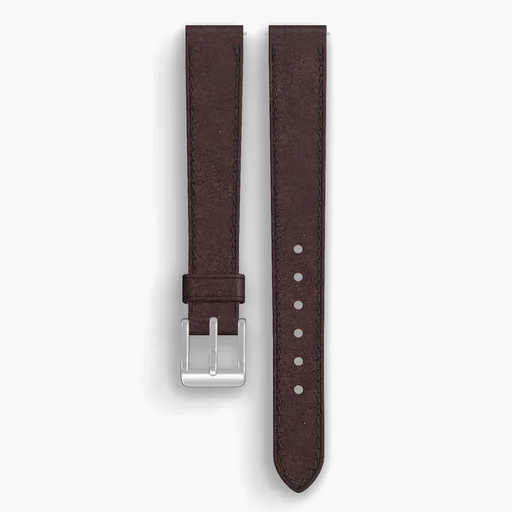 Mahogany Chromexcel Lined Watch Strap - handmade Horween leather, 14/12mm cut, both halves grain side up, with the buckle fitted