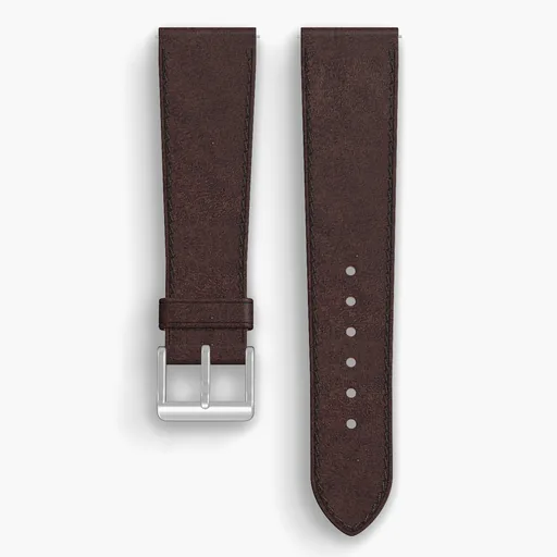 Mahogany Chromexcel Lined Watch Strap - handmade Horween leather, 22/18mm cut, both halves grain side up, with the buckle fitted