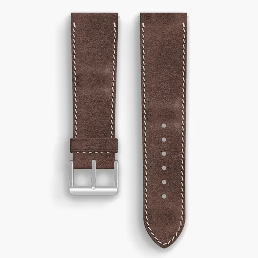 Natural Waxed Flesh Lined Watch Strap - handmade Horween leather, 23/20mm cut, both halves grain side up, with the buckle fitted