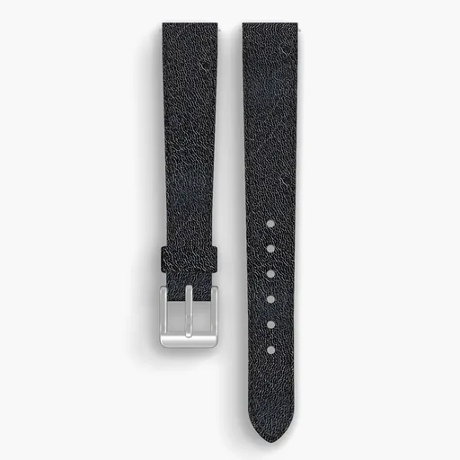Navy Aspen Lined Watch Strap - handmade Horween leather, 15/12mm cut, both halves grain side up, with the buckle fitted