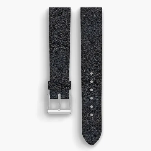 Navy Aspen Lined Watch Strap - handmade Horween leather, 18/16mm cut, both halves grain side up, with the buckle fitted