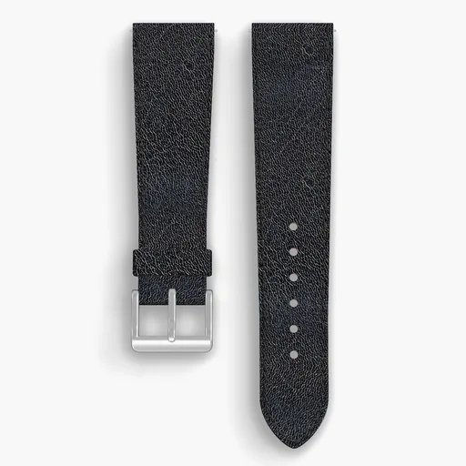 Navy Aspen Lined Watch Strap - handmade Horween leather, 22/18mm cut, both halves grain side up, with the buckle fitted