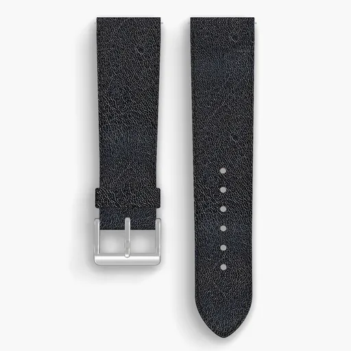 Navy Aspen Lined Watch Strap - handmade Horween leather, 23/20mm cut, both halves grain side up, with the buckle fitted