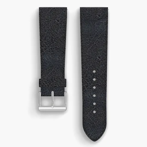 Navy Aspen Lined Watch Strap - handmade Horween leather, 24/20mm cut, both halves grain side up, with the buckle fitted