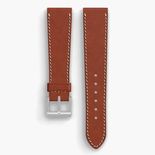 Amaretto Shell Cordovan Unlined Watch Strap - handmade Horween leather, both halves grain side up, with the buckle fitted