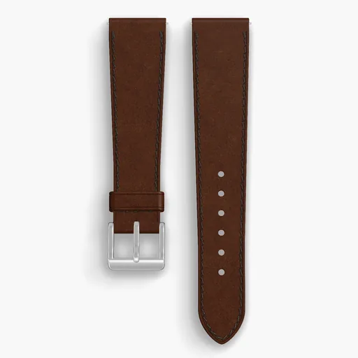 Armagnac Shell Cordovan Unlined Watch Strap - handmade Horween leather, both halves grain side up, with the buckle fitted