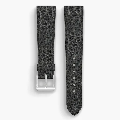 Black Yellowstone Lined Watch Strap - handmade Horween leather, both halves grain side up, with the buckle fitted