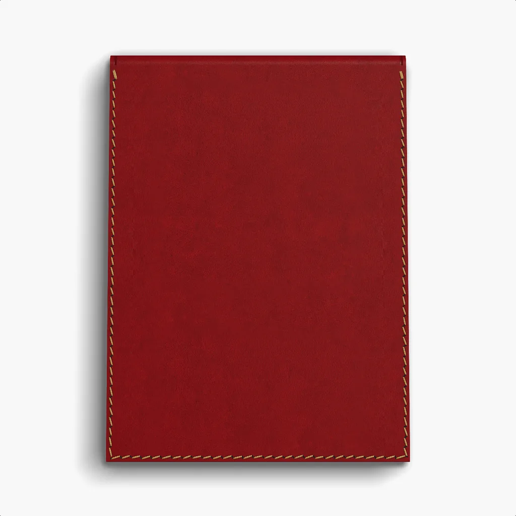 Blank Red Envelope - handmade Wickett & Craig leather, the front, closed