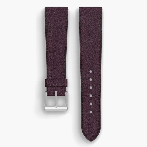 Burgundy Aspen Lined Watch Strap - handmade Horween leather, both halves grain side up, with the buckle fitted
