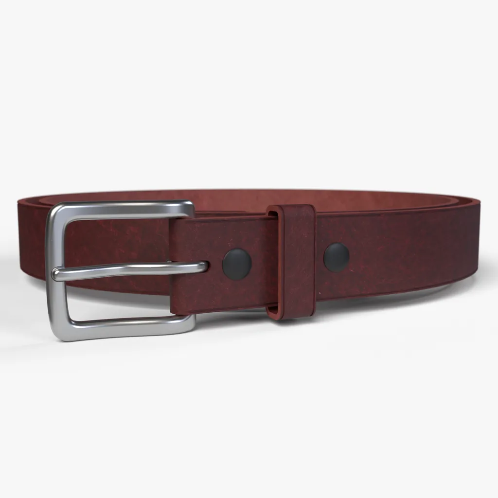 Burgundy Dublin Unlined Belt - handmade Horween leather, coiled, with the buckle at the front