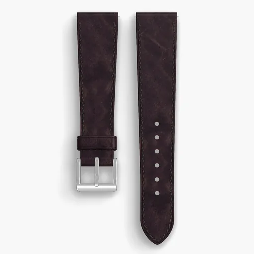 Color 8 Dublin Lined Watch Strap - handmade Horween leather, both halves grain side up, with the buckle fitted