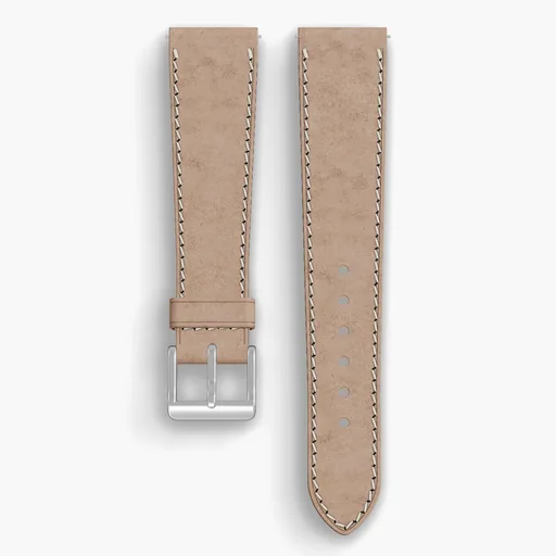 Natural Cypress Lined Watch Strap - handmade Horween leather, both halves grain side up, with the buckle fitted