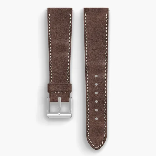 Natural Waxed Flesh Lined Watch Strap - handmade Horween leather, both halves grain side up, with the buckle fitted