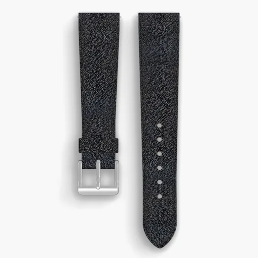 Navy Aspen Lined Watch Strap - handmade Horween leather, both halves grain side up, with the buckle fitted