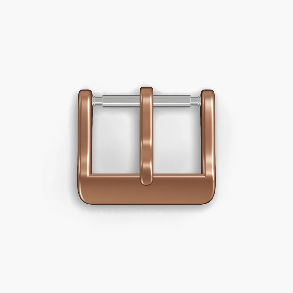 Rose Gold Classic Watch Buckle - watch strap hardware, straight on, with both spring bars fitted