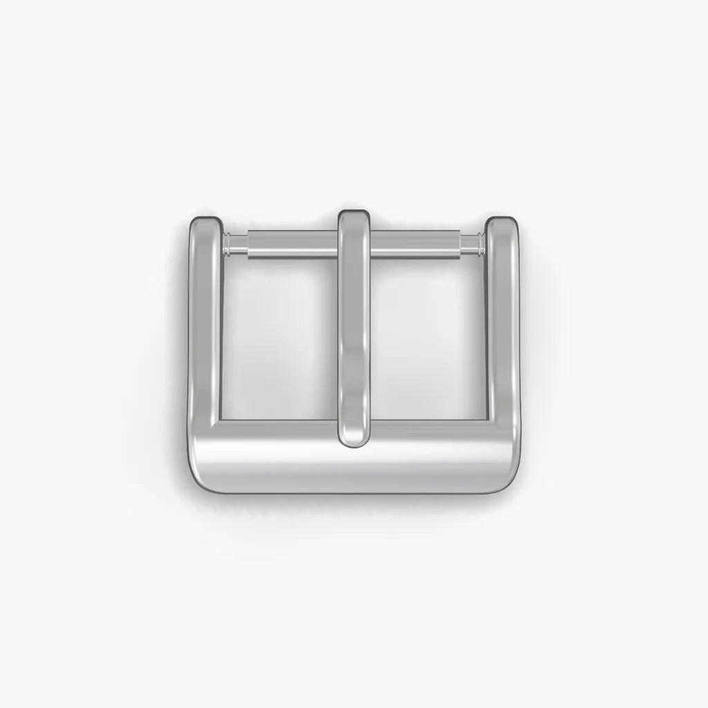 Stainless Steel Classic Watch Buckle - watch strap hardware, straight on, with both spring bars fitted
